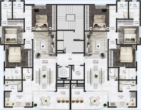 Imagem Imóvel com 3 Quartos à Venda, 110 m² em Meia Praia - Itapema