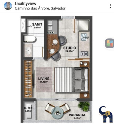 Imagem Apartamento com 1 Quarto à Venda, 24 m² em Caminho Das Arvores - Salvador Imagem Apartamento com 1 Quarto à Venda, 24 m² em Caminho Das Arvores - Salvador
