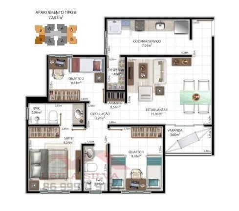 Imagem Apartamento com 3 Quartos à Venda, em Lourival Parente - Teresina Imagem Apartamento com 3 Quartos à Venda, em Lourival Parente - Teresina