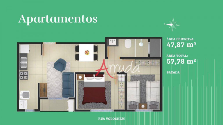 Imagem Apartamento com 2 Quartos à Venda, 48 m² em Universitário - Cascavel