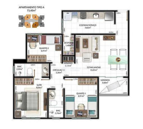 Imagem Apartamento com 3 Quartos à Venda, 73 m² em Parque São João - Teresina Imagem Apartamento com 3 Quartos à Venda, 73 m² em Parque São João - Teresina