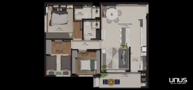 Imagem Apartamento com 3 Quartos à Venda, 82 m² em Barreiros - São José Imagem Apartamento com 3 Quartos à Venda, 82 m² em Barreiros - São José