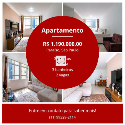 Apartamento com 3 Quartos à Venda, 102 m² em Paraíso - São Paulo