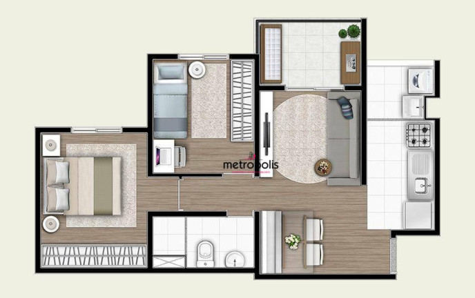 Imagem Apartamento com 3 Quartos à Venda, 57 m² em Vila Valparaíso - Santo André