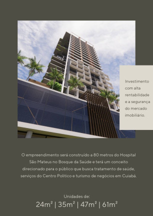 Imagem Apartamento com 1 Quarto à Venda, 24 m² em Bosque Da Saúde - Cuiabá Imagem Apartamento com 1 Quarto à Venda, 24 m² em Bosque Da Saúde - Cuiabá