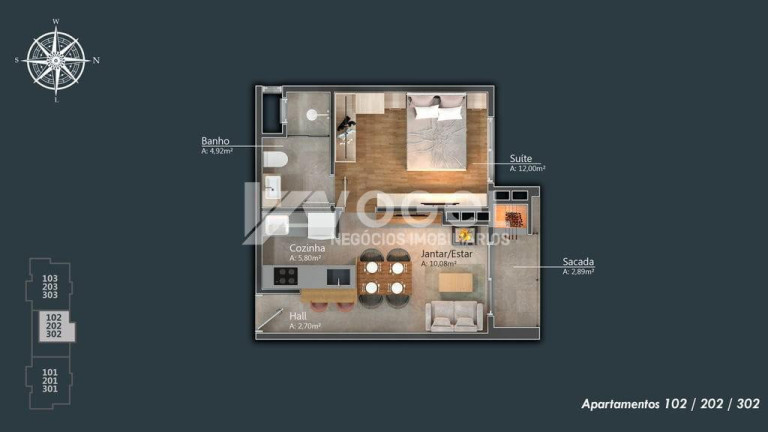 Imagem Apartamento com 1 Quarto à Venda, 44 m² em Centro - Canela