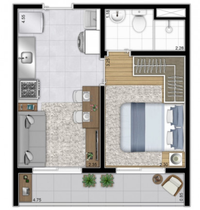 Imagem Apartamento com 1 Quarto à Venda, 26 m² em Vila Ré - São Paulo