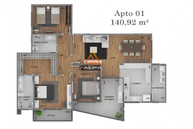 Imagem Apartamento com 3 Quartos à Venda, 242 m²