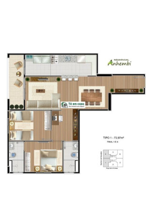Imagem Imóvel com 2 Quartos à Venda, 74 m² em Jardim Anhembi - São José Dos Campos