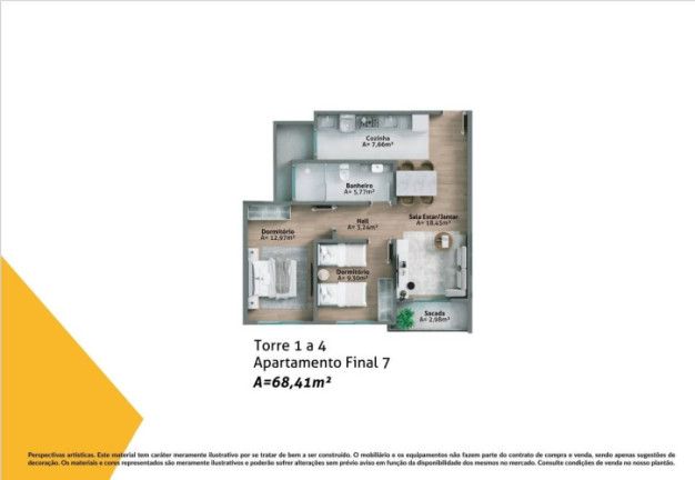 Apartamento com 2 Quartos à Venda, 68 m² em Centro - Biguaçu
