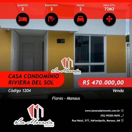 Casa de Condomínio com 2 Quartos à Venda, 72 m² em Flores - Manaus