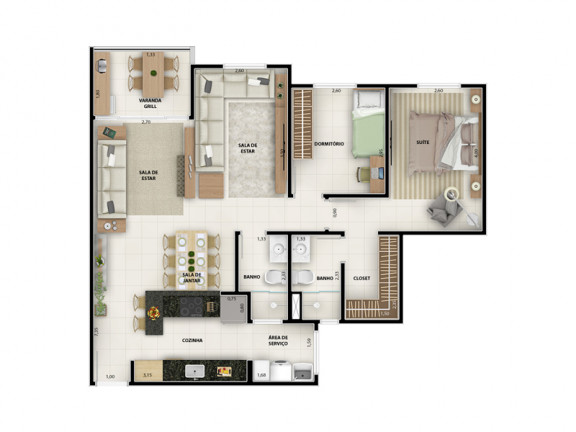 Imagem Apartamento com 2 Quartos à Venda, 75 m² em Altos Do Morumbi - Vinhedo
