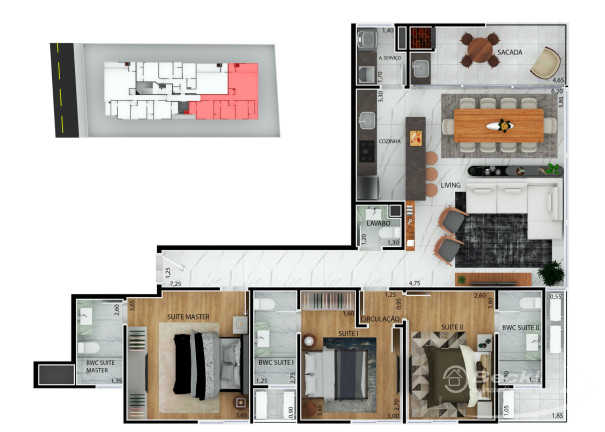 Imagem Apartamento com 3 Quartos à Venda, 113 m² em América - Joinville