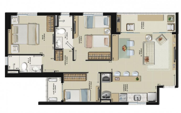 Imagem Apartamento com 2 Quartos à Venda, 48 m² em Fátima - Fortaleza