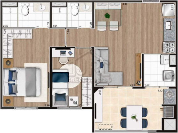 Imagem Apartamento com 2 Quartos à Venda, 56 m² em Campestre - Santo André
