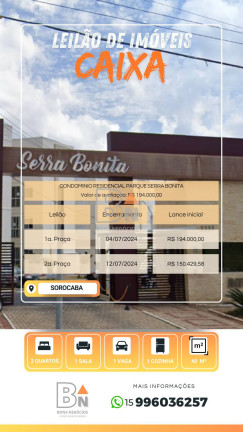 Apartamento com 2 Quartos à Venda, 40 m² em Jardim Guarujá - Sorocaba