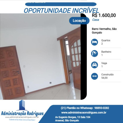 Imagem Casa com 2 Quartos para Alugar, 54 m² em Barro Vermelho - São Gonçalo Imagem Casa com 2 Quartos para Alugar, 54 m² em Barro Vermelho - São Gonçalo