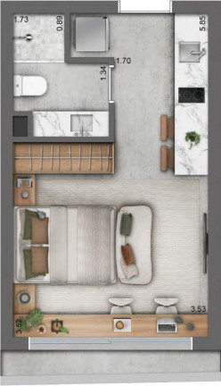 Imagem Imóvel com 1 Quarto à Venda, 34 m² em Azenha - Porto Alegre