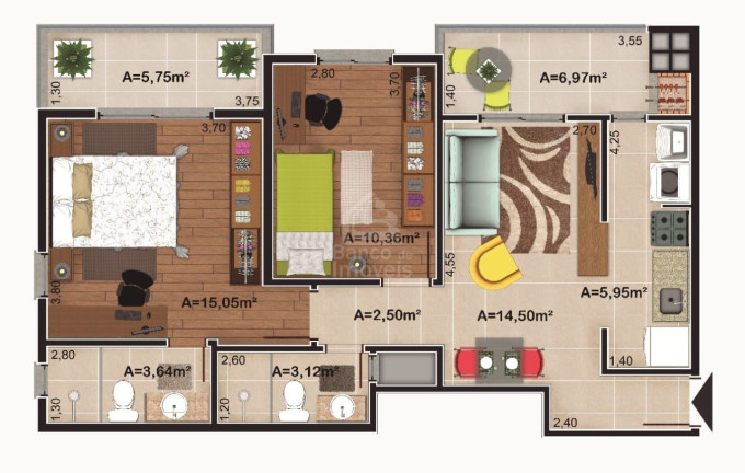 Imagem Apartamento com 2 Quartos à Venda, 98 m² em Camobi - Santa Maria Imagem Apartamento com 2 Quartos à Venda, 98 m² em Camobi - Santa Maria