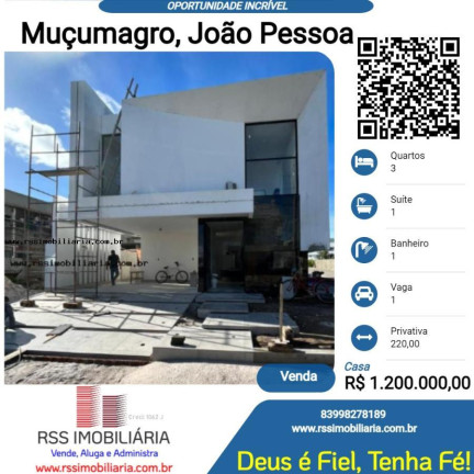 Casa com 3 Quartos à Venda, 220 m² em Muçumagro - João Pessoa