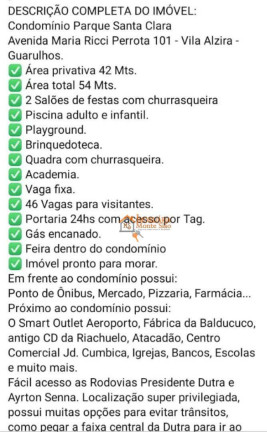 Imagem Apartamento com 2 Quartos à Venda, 54 m² em Vila Alzira - Guarulhos Imagem Apartamento com 2 Quartos à Venda, 54 m² em Vila Alzira - Guarulhos