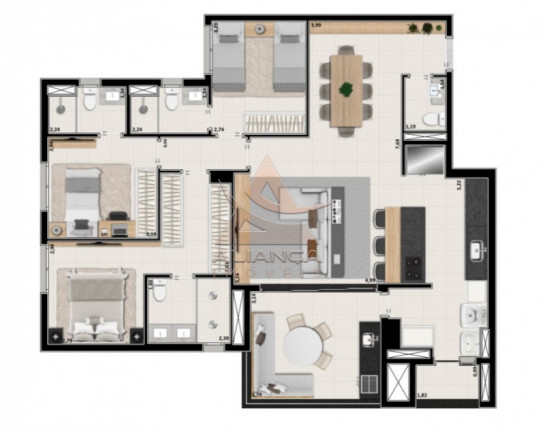 Imagem Apartamento com 3 Quartos à Venda, 126 m² em Jardim Olhos D'água  - Ribeirão Preto