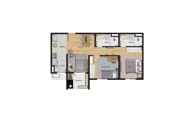 Imagem Imóvel com 2 Quartos à Venda, 56 m² em Jardim Das Colinas - Hortolândia