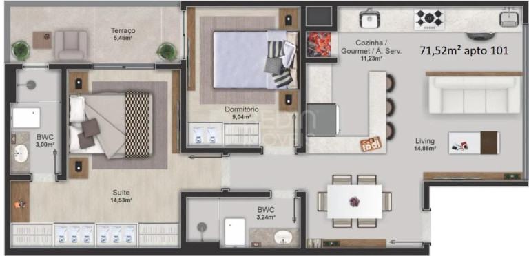 Imagem Apartamento com 2 Quartos à Venda, 71 m² em Nações - Balneário Camboriú