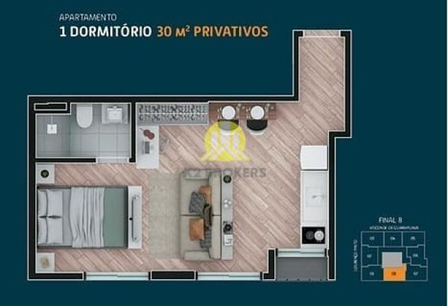 Imagem Apartamento com 2 Quartos à Venda, 33 m² em Centro - Curitiba Imagem Apartamento com 2 Quartos à Venda, 33 m² em Centro - Curitiba