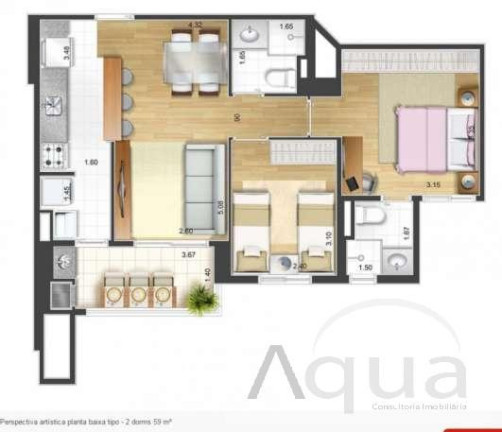 Imagem Apartamento com 2 Quartos à Venda, 59 m² em Campestre - Santo André