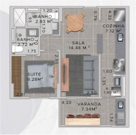 Imagem Apartamento com 1 Quarto à Venda, 54 m² em Real - Praia Grande Imagem Apartamento com 1 Quarto à Venda, 54 m² em Real - Praia Grande