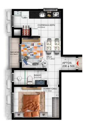 Apartamento com 1 Quarto à Venda, 46 m² em Camobi - Santa Maria