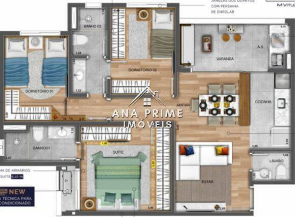 Apartamento com 3 Quartos à Venda, 76 m² em Vila Industrial - São José Dos Campos