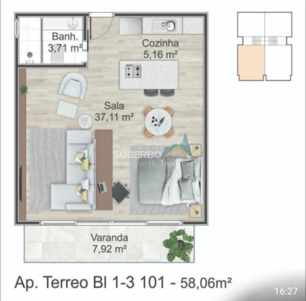 Imagem Flat com 1 Quarto à Venda, 58 m² em Golfe - Teresópolis