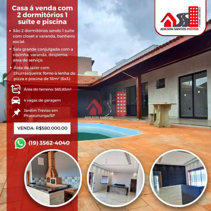 Casa com 2 Quartos à Venda, 366 m² em Jardim Treviso - Pirassununga