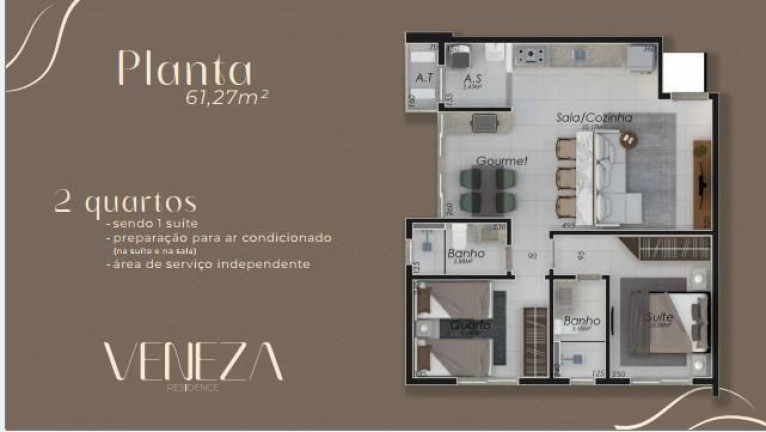Apartamento com 2 Quartos à Venda, 61 m² em Laranjeiras - Uberlândia