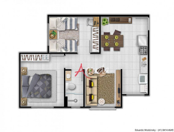 Imagem Apartamento com 2 Quartos à Venda, 47 m² em Floresta - Cascavel