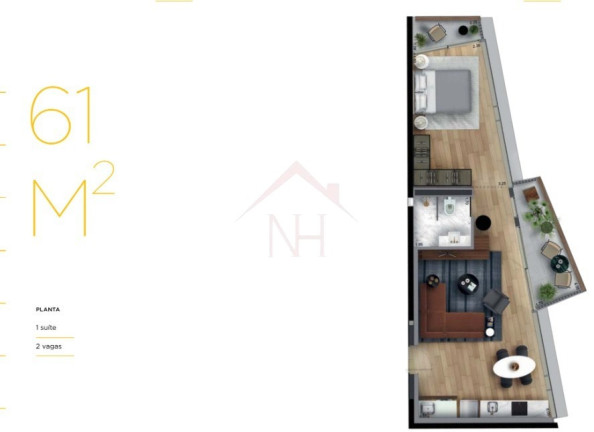 Apartamento com 1 Quarto à Venda, 61 m² em Vila Nova Conceição - São Paulo
