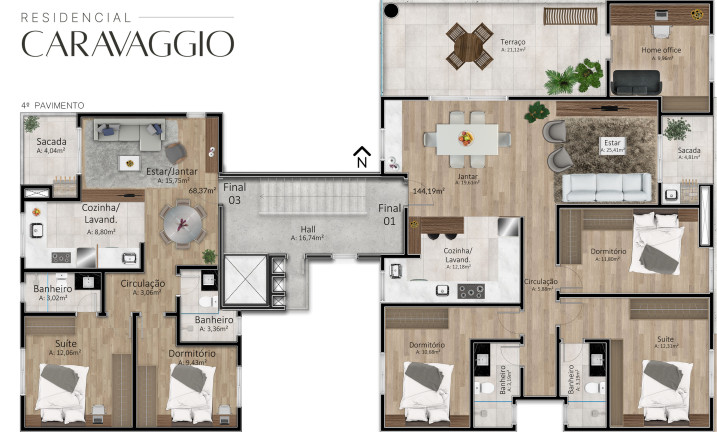 Imagem Apartamento com 2 Quartos à Venda, 68 m² em Santa Catarina - Caxias Do Sul