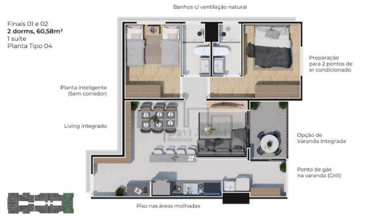 Apartamento com 2 Quartos à Venda, 60 m² em Jardim São Carlos - Sorocaba