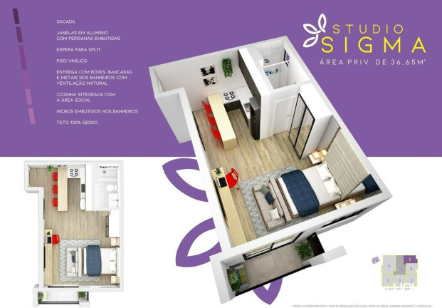 Imagem Apartamento com 1 Quarto à Venda, 48 m² em Kobrasol - São José