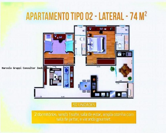 Imagem Apartamento com 2 Quartos à Venda, 74 m² em Jardim Nair Maria - Salto