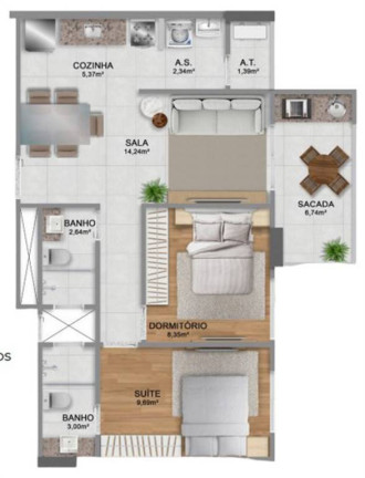 Imagem Apartamento com 2 Quartos à Venda, 65 m² em Guilhermina - Praia Grande