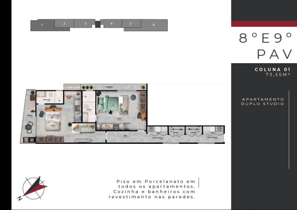 Imagem Flat com 2 Quartos à Venda, 79 m² em Barro Vermelho - Vitória Imagem Flat com 2 Quartos à Venda, 79 m² em Barro Vermelho - Vitória