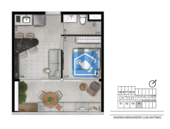 Foto do imóvel Apartamento com 1 Quarto à Venda, 41 m² em Jardim Paulista - São Paulo