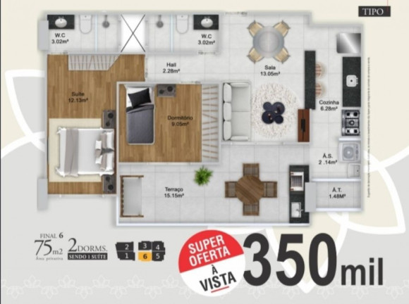 Imagem Apartamento com 2 Quartos à Venda, 75 m² em Aviação - Praia Grande Imagem Apartamento com 2 Quartos à Venda, 75 m² em Aviação - Praia Grande