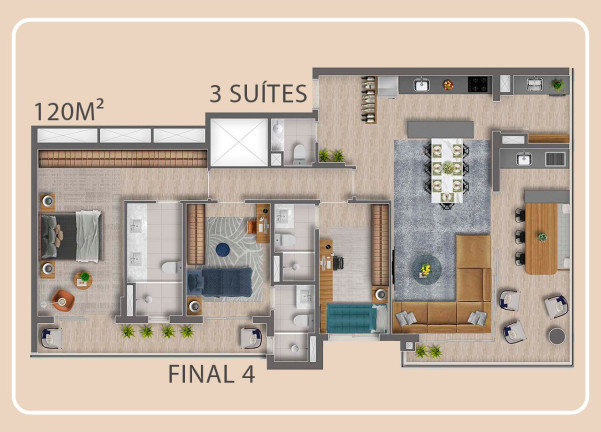 Imagem Apartamento com 3 Quartos à Venda, 120 m² em Centro Comercial Jubran - Barueri