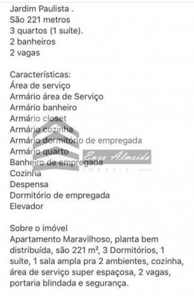 Imagem Apartamento com 3 Quartos à Venda, 221 m² em Jardins - São Paulo Imagem Apartamento com 3 Quartos à Venda, 221 m² em Jardins - São Paulo