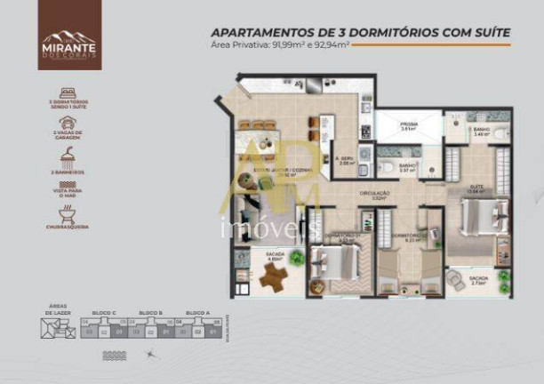 Imagem Apartamento com 3 Quartos à Venda, 93 m² em Coqueiros - Florianópolis Imagem Apartamento com 3 Quartos à Venda, 93 m² em Coqueiros - Florianópolis