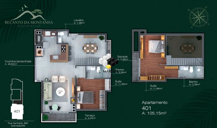 Imagem Apartamento com 1 Quarto à Venda, 48 m² em Centro - Gramado